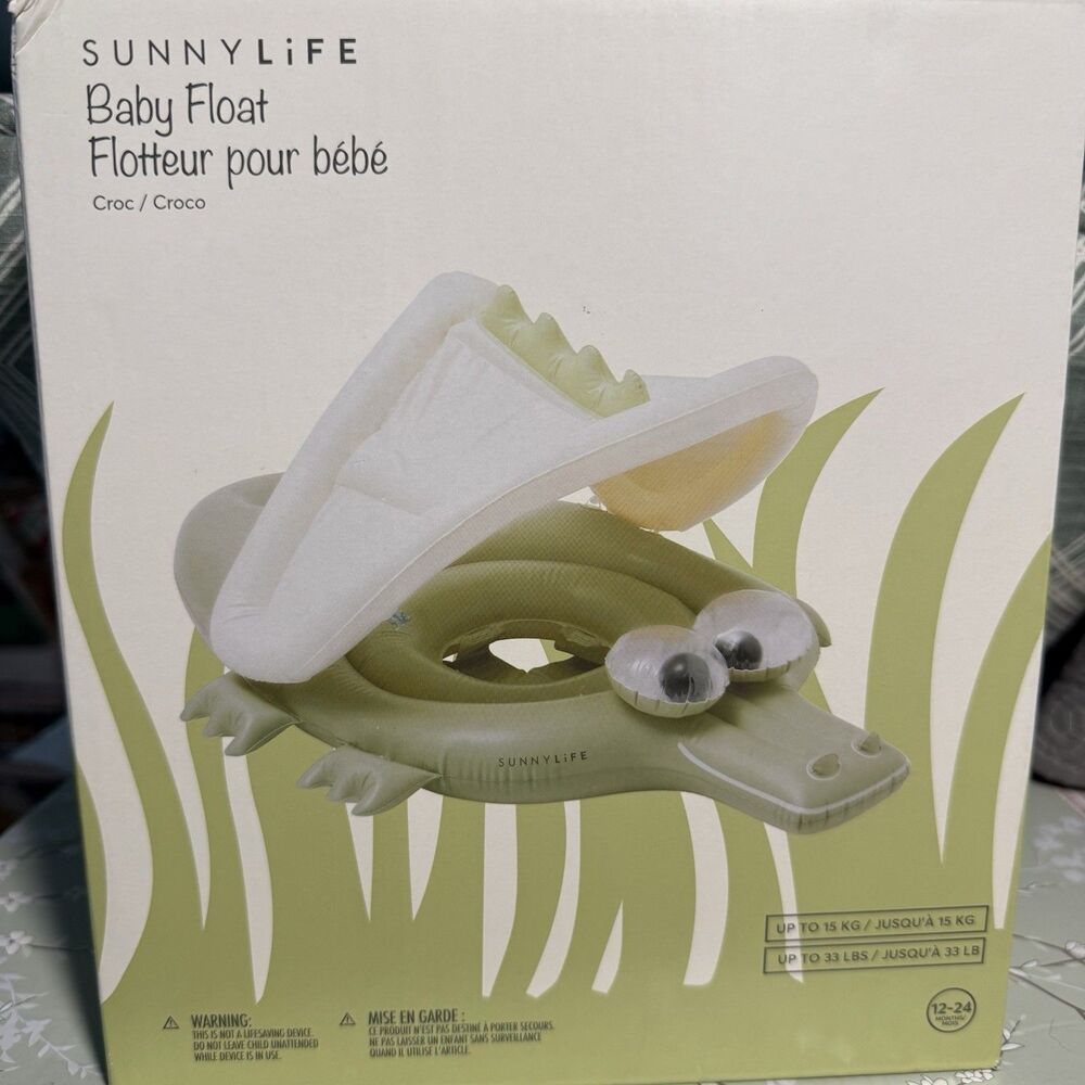 Sunny Life Baby Alligator Crocodile Float With Removable Inflatable Canopy New